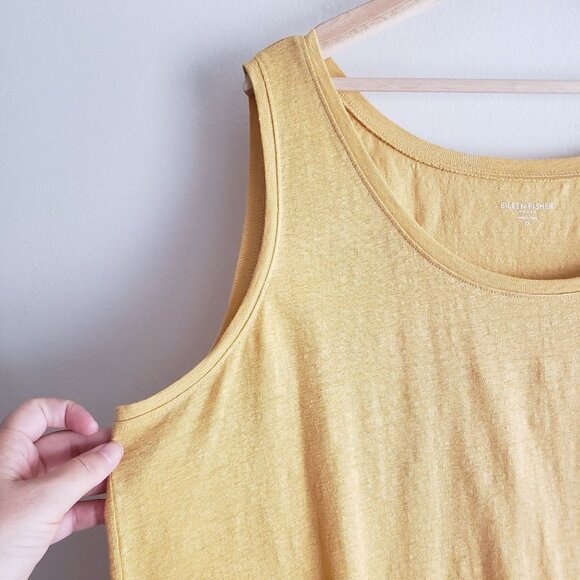 Eileen Fisher Sunny Yellow Linen Tank 2X  Lightweight Relaxed Fit Sleeveless Top - Picture 4 of 9